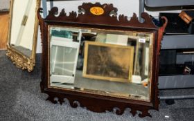 Georgian Mirror with Scroll Decoration and inlay to the top,