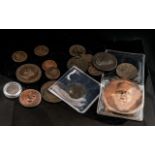 A Collection of 17 Mixed British Copper Coins and Medallions.
