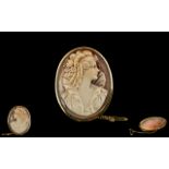 Large 18ct Gold Cameo Brooch, superb quality, well carved cameo,