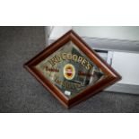 Ind Coope's Double Diamond Advertising Mirror, in diamond shape wooden frame, 28" wide x 22".