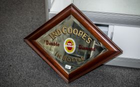 Ind Coope's Double Diamond Advertising Mirror, in diamond shape wooden frame, 28" wide x 22".