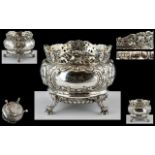 Edwardian Period Superb Sterling Silver Ornate Footed Bowl,