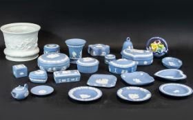 Collection of Wedgwood Blue Jasperware, comprising trinket boxes of assorted shapes, ten in total,