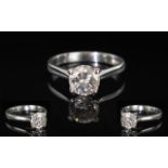 Ladies 18ct Platinum Single Stone Diamond Ring. The Round Brilliant Cut Diamond of Good Grade, Comes