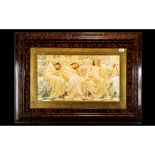 Large Classical Framed Print Depicting 3 Ladies mounted and framed behind glass, After Moore in