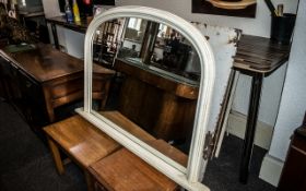 Large Over Mantle Domed Mirror, in cream crackle glaze finish frame.