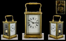 Henri Jacot French Carriage Clock striking on a gong, Enamelled Dial With Roman Numerals,