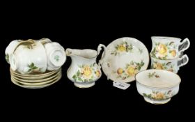 Royal Standard Bone China Tea Set, comprising six cups, six saucers, a milk jug and sugar bowl,