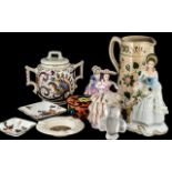 Collection of Assorted Porcelain, comprising Old Derby Jug, 19th century English pottery, reg. no.