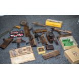 Collection of Antique and Vintage Woodworking Tools and Accessories comprising 7 moulding planes,