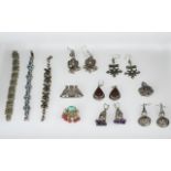 Excellent Collection of Early 20th Century Stone Set Silver Jewellery, Set with Corals, Turquoise,