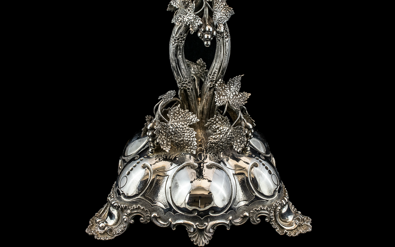 Victorian Period Large and Impressive Naturalistic Sterling Silver Table Centrepiece, - Image 2 of 3