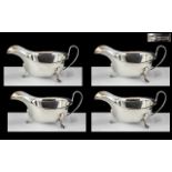 1930's Period Excellent Quality Set of 4 Sterling Silver Sauce Boats - All of The Same Design and