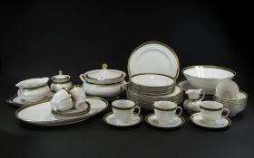 West German 'Seltmann' Fine Quality Porcelain Dinner Service and Tea Set, with green and gilt