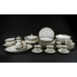 West German 'Seltmann' Fine Quality Porcelain Dinner Service and Tea Set, with green and gilt