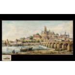 Conrad Hector Rafaele Carelli 1869-1956, Listed Artist, Watercolour 'The Bridge at Nevers'. Signed