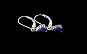 Sapphire Solitaire Drop Earrings,