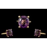 18ct Yellow Gold - Superb Large Amethyst Set Ring. Marked 18ct to Interior of Shank.