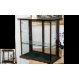 Early 20th Century Table Top Display Cabinet, wooden shop cabinet with sliding glass panels to back,