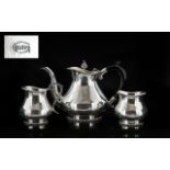 Indian Silver Bachelors ( 3 ) Piece Silver Tea-Service. Comprises Teapot, Milk Jug & Sugar Bowl.