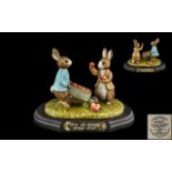 John Beswick Ltd and Numbered Edition Beatrix Potter Figure and Display Stand / Plaque ' Peter and