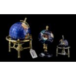 Collection of Three Gem Stone Globes in cobalt blue, set with mother of pearl and gemstones,