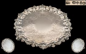 Edward & John Barnard Silver Salver, with a cast shell and pie crust border,