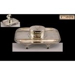 Victorian Period Superb Quality Sterling Silver Ladies or Gentleman's Desk Inkwell and Stand -