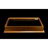 Oak Table Top Display Case, nice quality glass topped display case, velvet lined,