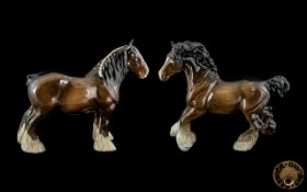 Beswick Hand Painted Large Shire Horses ( 2 ) In Total. Comprises 1/ Shire Mare, Model No 818.