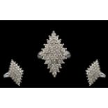 Diamond Cluster Ring Set With 36 Round Modern Brilliant Cut Diamonds, Fully Hallmarked,