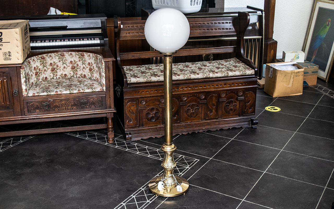 1 x Brass Floor Lamp with White Gold Sha