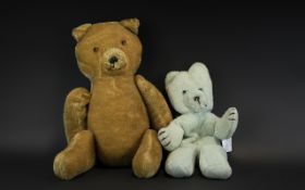 Antique Yellow Plush Teddy Bear with gla