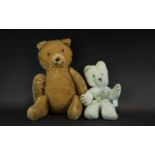 Antique Yellow Plush Teddy Bear with gla