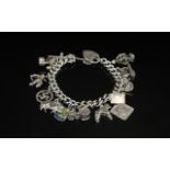 Vintage Sterling Silver Charm Bracelet L