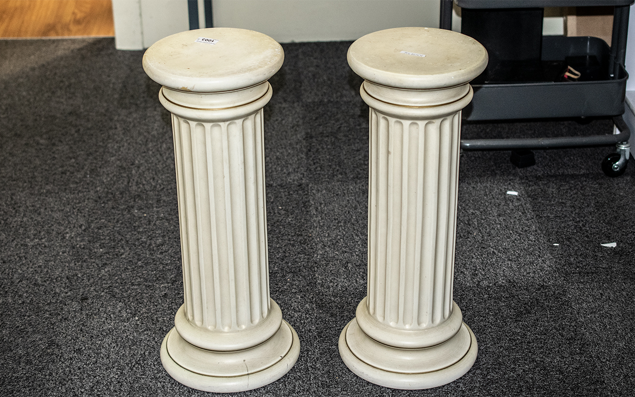 Matching Pair of Pottery Pedestals of Co