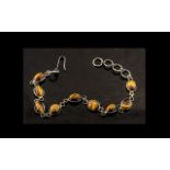 Silver Bracelet Set With Tigers Eye Cabo