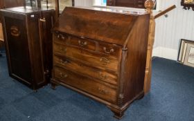 Large George III Mahogany Bureau, fall front with fitted interior,