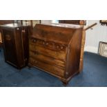 Large George III Mahogany Bureau, fall front with fitted interior,