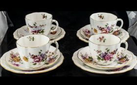 Royal Crown Derby 'Posies' Pattern Set of Four Trios, marked RD No.