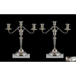 Elizabeth II Impressive Pair of Fine Quality Sterling Silver Two Branch Candelabra,