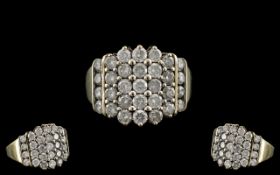 Diamond Cluster Ring Set With Round Modern Brilliant Cut Diamonds, Fully Hallmarked, Estimated