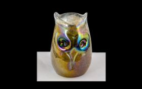 Signed J. Ditchfield Glasform Owl Paperweight. Approx 4.