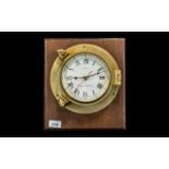 Brass 'Ship's Clock', quartz movement, Royal Mariner; 9 inches (22.