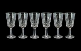 Waterford Cut Crystal - Fine Quality Set of Six Large Wine Glasses ' Lisamore ' Pattern.