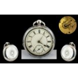 American Watch Company Waltham Mass Sterling Silver Open Faced Pocket Watch, English Lever Movement.
