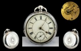 American Watch Company Waltham Mass Sterling Silver Open Faced Pocket Watch, English Lever Movement.