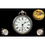 Sterling Silver Key-wind Fusee Driven Open Faced Pocket Watch with Original Case.