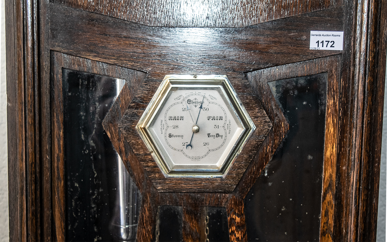 An Art Deco Long Cased Clock with silver dial, with Arabic numerals, - Image 2 of 3