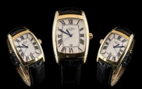 Rotary - Gents Large Size Date-Just Automatic Gold Tone on Steel ' Princes Style ' Rectangular